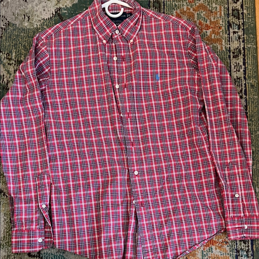Ralph Lauren Red and Blue Plaid Button-Down Shirt
